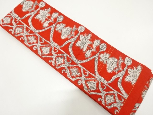 JAPANESE HANHABA OBI / CHIKUZEN HAKATA / WOVEN CHINESE FLOWER